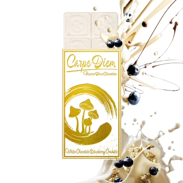 Carpe Diem Mushroom Chocolate White Chocolate Blueberry Crumble